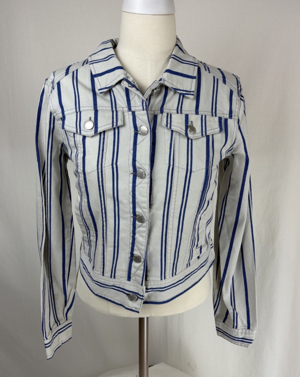 NWT Velvet Heart "Gloria" Blue Striped Short Demin Jacket Size SMALL #0707